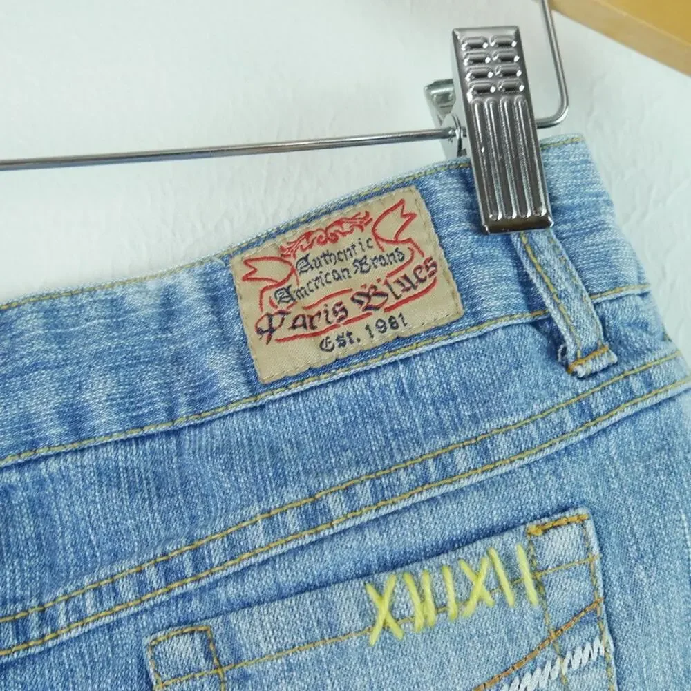 Vintage Y2K Mixed Media Denim Skirt Tiered Lace Western Coastal Cowgirl XS‎ S